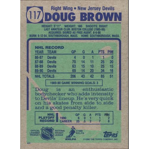 1990/91 Topps Hockey Doug Brown