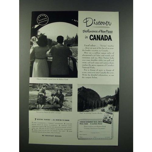 1949 Canada Tourism Ad - Discover the Romance of New Places