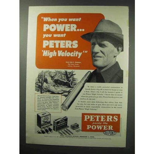 1950 Peters High Velocity Ammunition Ad - Power