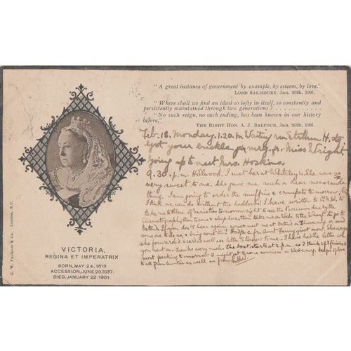 GB 1901 Death of Queen Victoria with Streatham & Bruges pm see my other listings