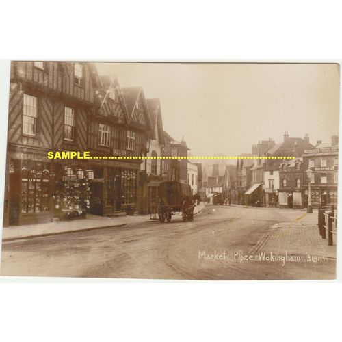 Wokingham C1910 Good Real Photo Market Place STREET SCENE, shops, cart Berkshire