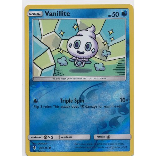 Pokemon Sun & Moon Guardians Rising 33/145 Vanillite Rev Holo