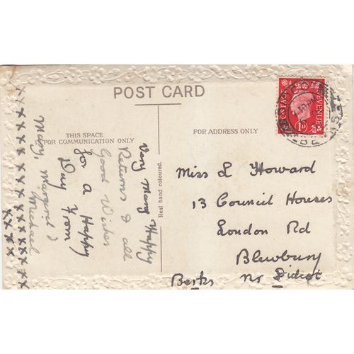 Vintage Colour Postcard - Birthday Wishes with Bowl of Roses
