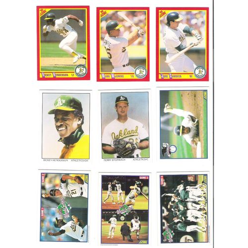 1990 Score WS Champs Oakland Athletics team set w/traded-35 cards-Series cards