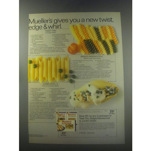 1986 Mueller's Pasta Advertisement - Twist Trio, Mostaccioli, Jumbo Shells