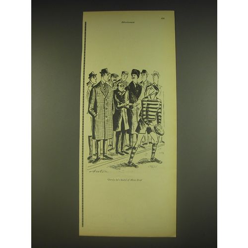 1963 Moss Bros Fashion Ad - art by Anton (Antonia Yeoman) - Surely he's Heard