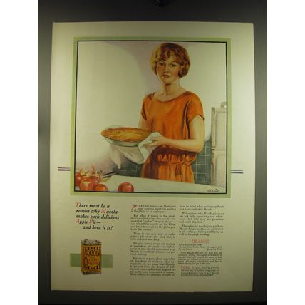 1926 Mazola Oil Advertisement - recipe for Pie Crust - art by C F Neagle
