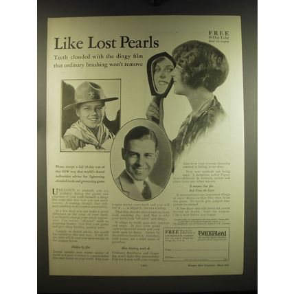 1926 Pepsodent Toothpaste Advertisement - Like Lost Pearls