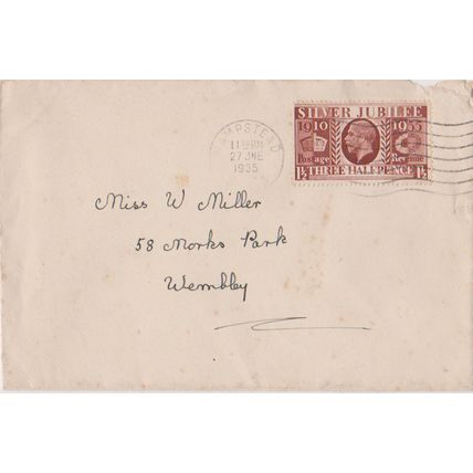 GB 1935 cover Hemel Hempstead to Wembley with Jubilee stamp on