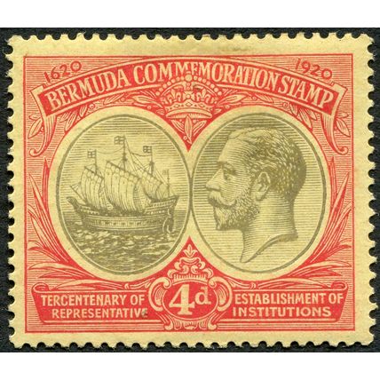 Bermuda 1920 4d black & red on pale yellow SG 63 unused