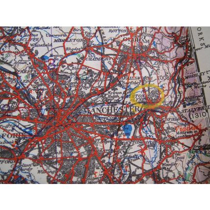 RARE ! WW2 1944 RAF Paper Map for Manchester & North Wales Shows Bases Radar etc