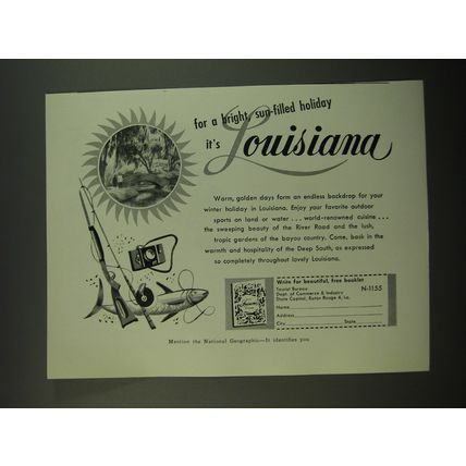 1955 Louisiana Tourism Ad - For a bright sun-filled holiday it's Louisiana