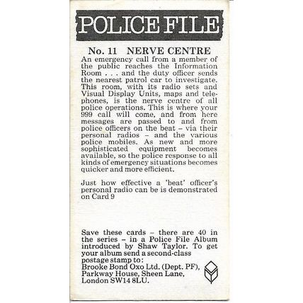 Police File 1977 Brooke Bond Tea Card 11 - Nerve Centre