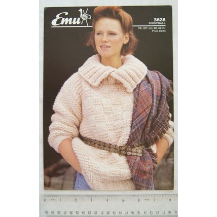 Vintage: Emu 3828 ladies long line sweater, snowball