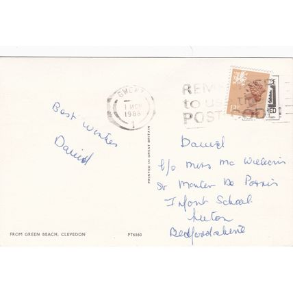 Standard size printed postcard Green Beach Clevedon Somerset