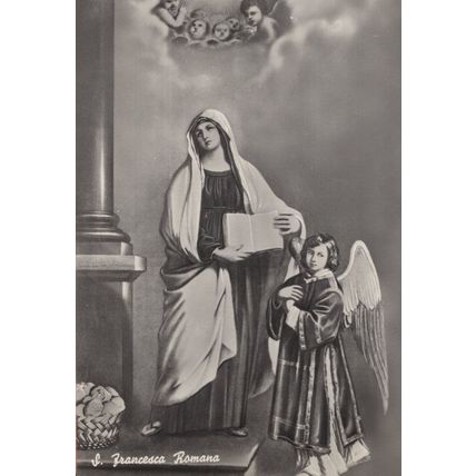 Francesca Romana Holy Statue Mary & Angel Real Photo Italy Postcard