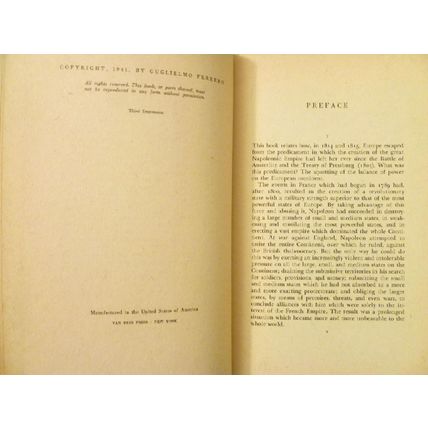 THE RECONSTRUCTION OF EUROPE TALLEYRAND VIENNA CONGRESS GUGLIELMO FERRERO 1941