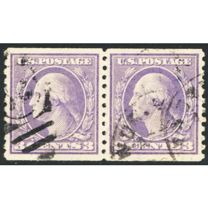 493, Used 3¢ XF Scarce Coil Pair .. Stuart Katz