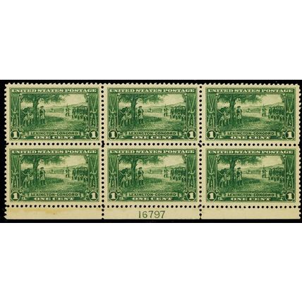 617, Mint VF NH Bottom Plate Block of Six CV $67.50 *- Stuart Katz