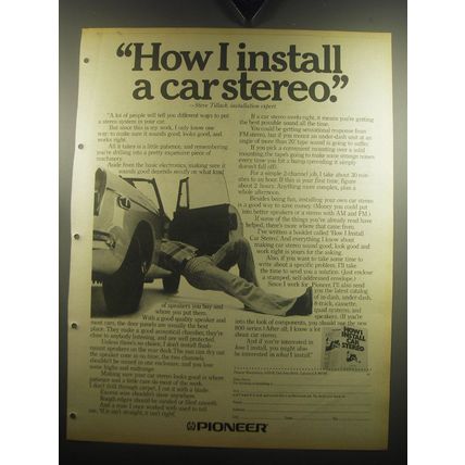 1974 Pioneer Car Stereos Ad - How I install a car stereo