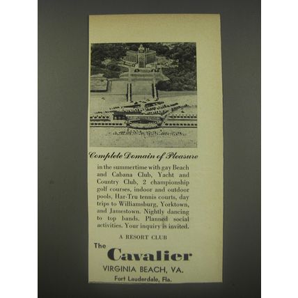 1956 The Cavalier Resort Ad - Complete Domain of Pleasure