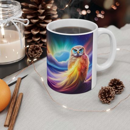 Beautiful Owl Standing in a Sea of Colors #7 Mug Ceramic Coffee Mug 11oz