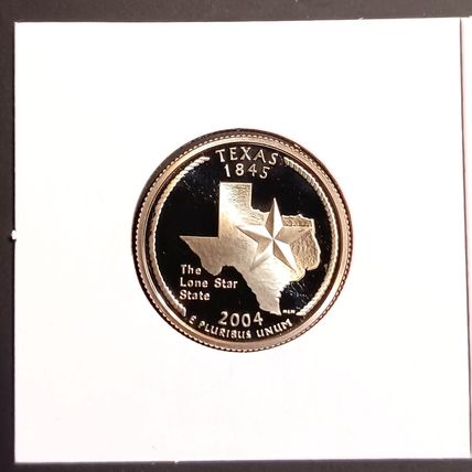 1- 2004 S ( CLAD PROOF/ DCAM ) TEXAS STATEHOOD QUARTER.