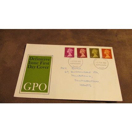 GPO 1968 GB FDC cover - Definitive releases to 6d - Portsmouth frank