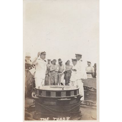 Ship WW1 Captain Deck Party Toast Drinks Antique RPC Postcard