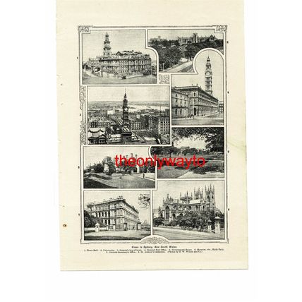 Sydney, New South Wales, Australia, 8 Views, Book Illustration (Print), c1907