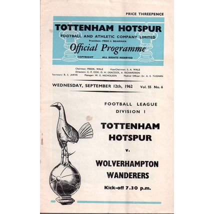 1962/63 Tottenham Hotspur / Spurs vs Wolves **FREE P&P**