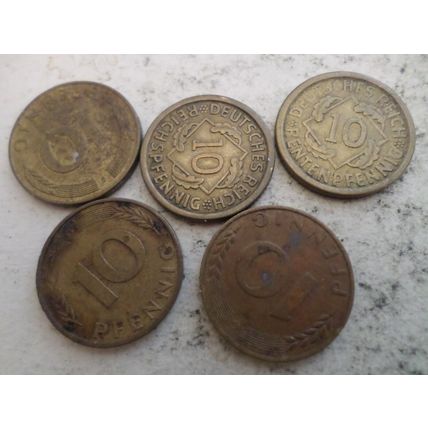 Germany - 25 differently dated - 10 pfennig coins