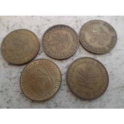 Germany - 25 differently dated - 10 pfennig coins