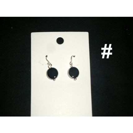 Silver dipped round black glass earrings petite adult child sterling silver wire