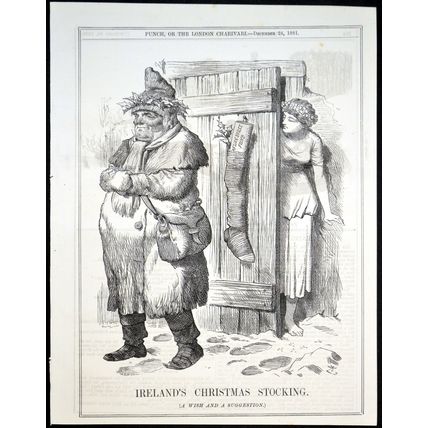 IRELAND’S CHRISTMAS STOCKING 1881 John Tenniel PUNCH CARTOON PAGE