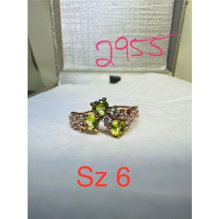Ring Bomb Party Sz6 RBP Radiant Green Gems Rose Gold P Band Costume Jewelry
