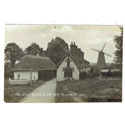 Essex postcard Thaxted Almshouses & Old Mill Windmill