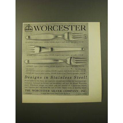 1961 Worcester Flatware Advertisement - Trapeze, Scoop and Linden