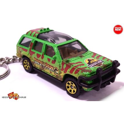 RARE CUSTOM KEYCHAIN GREEN FORD EXPLORER JURASSIC PARK ❤️GREAT GIFT❤️