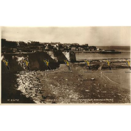 Louisa Gap Bay & Harbour, Broadstairs, Kent, H2678 RP Valentines Postcard, 1950s