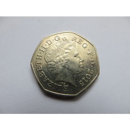 Rare 50p coin uk Shield of royal arms 2015