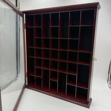 Cherry Wood Wall Hanging Display Cabinet Miniature Case 21.5x18x3.5” Cap 40