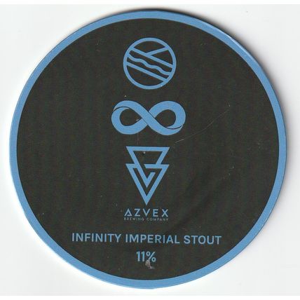 USED KEG CLIP FRONT - AZVEX BREWING COMPANY - INFINITY IMPERIAL STOUT
