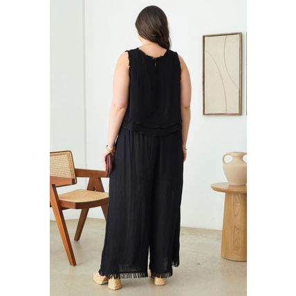 Plus Size Boho Sleeveless Frayed Hem Top