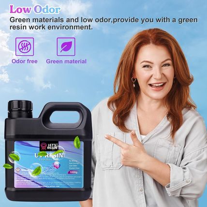 LET'S RESIN UV Resin, Upgraded 1,000G Crystal Clear UV Resin Hard, Low Odor Ultr