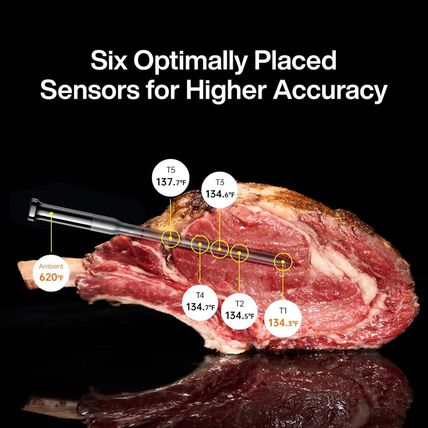 SYNC Gold Wireless Meat Thermometer | Two Slim Probes | 10X Stronger Signal than