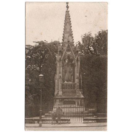PRINTED POSTCARD OF BISHOP HOOPER'S MONUMENT GLOUCESTER POSTED 1905 (4290)