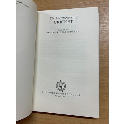 1964 "THE ENCYCLOPAEDIA OF CRICKET" M. GOLESWORTHY SPORTSMAN CLUB HB BOOK (P3)