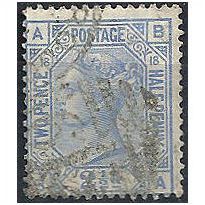 1880 SG142 2 1/2d Blue Plate 18 Good/Fine Used Check Letters "BA".