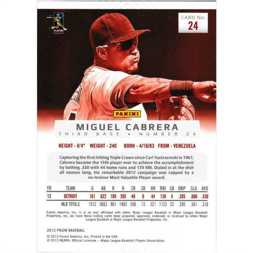 2012 Panini Prizm - #24 - Miguel Cabrera